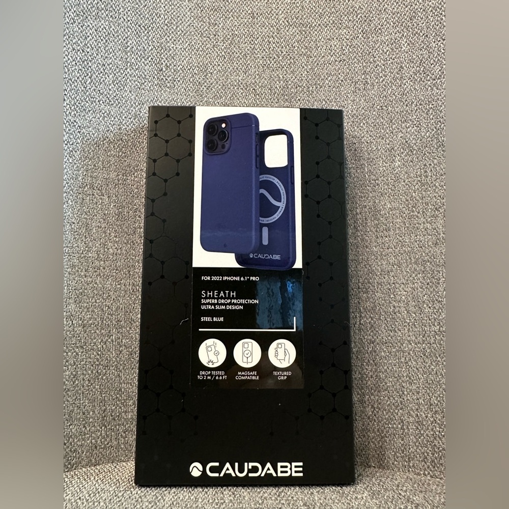 Brand New Steel Blue Caudabe Sheath Phone Case iPhone 14 Pro ShockLite™ MagSafe